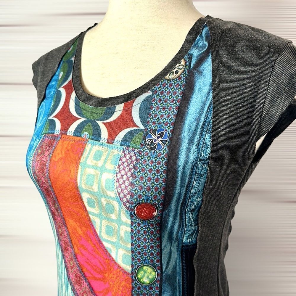 Desigual Patchwork Multicolor Front Sheath Cap Sl… - image 6